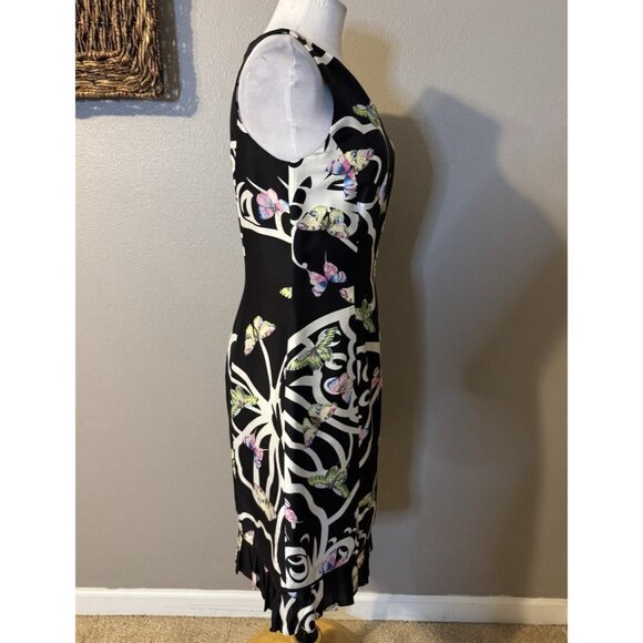 Jade Melody Tam Silk Beaded Butterly Sheath Dress 6 Colorful Pleat Hem - Picture 9 of 12